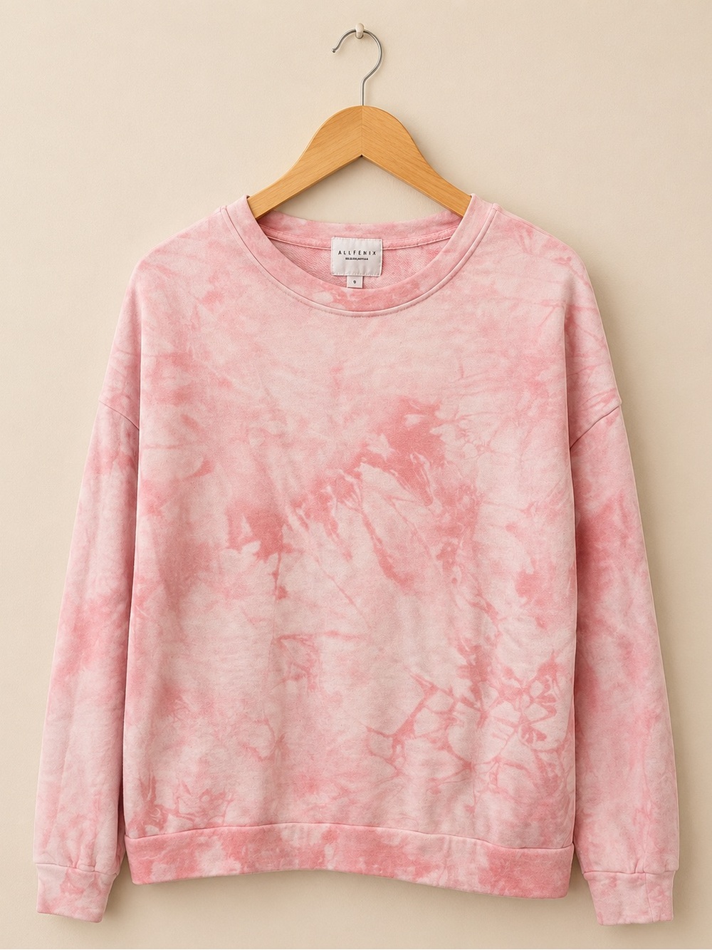 ALLFENIX Women's Pink Tie Dye Sweatshirt Oversized Size Small